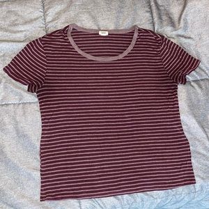 Garage burgundy striped tee